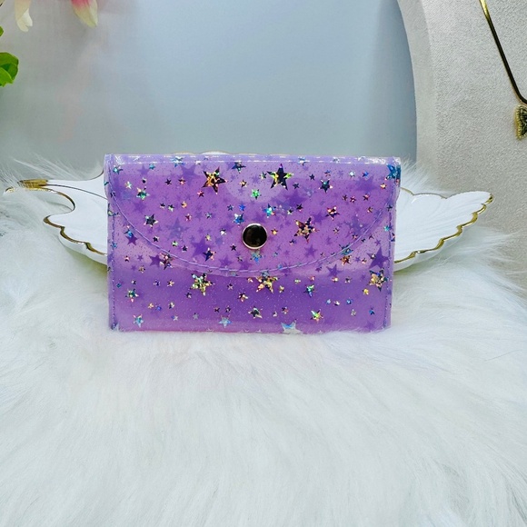 Starry Star Purple Clear Card Case Wallet - Picture 1 of 6